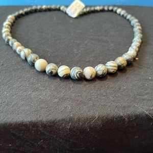 Black Water Jasper Bead Matte Necklace